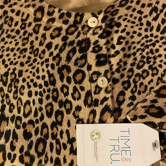 Time & Tru Leopard Ladies Cardigan Cotton SweaterM - Picture 4 of 5